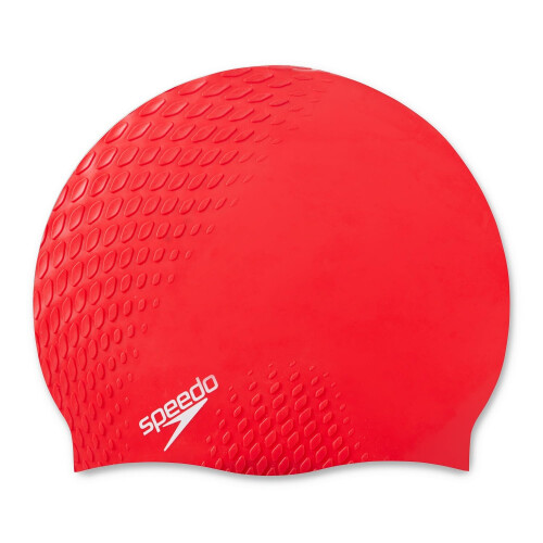 Speedo Unisex Bubble Active+ Swimming Cap | Textured Design, Fed Red, One Size