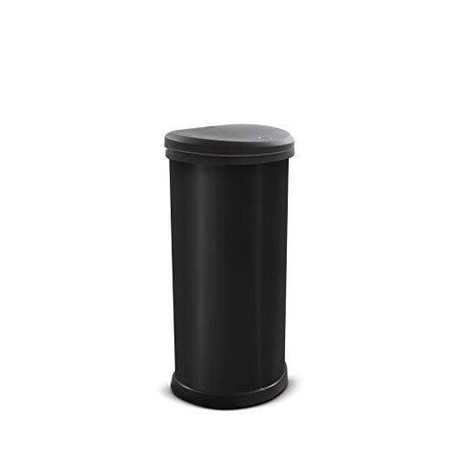 Curver Metal Effect 70% Recycled Kitchen One Touch Deco Bin, Black, 40 Litre