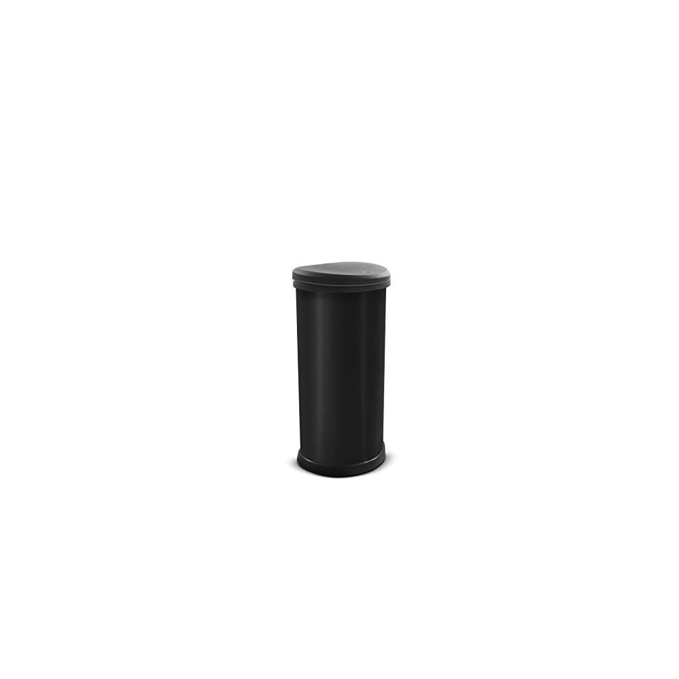 Metal Effect 70% Recycled Kitchen One Touch Deco Bin, Black, 40 Litre