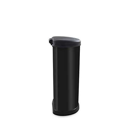 Curver Metal Effect 70% Recycled Kitchen One Touch Deco Bin, Black, 40 Litre 1