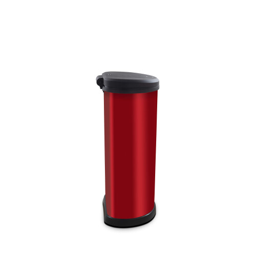 Curver Metal Effect 70% Recycled Kitchen Accessories One Touch Deco Bin, Red, 40 Litre 1