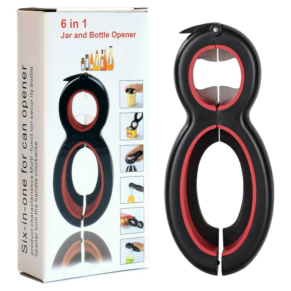 6 in 1 Multi Opener, All in One Bottle Opener, Can, Soda, and Jar Openers, Twist Off Lid – Open Sesame Can Opener for Seniors and Arthritic Hands