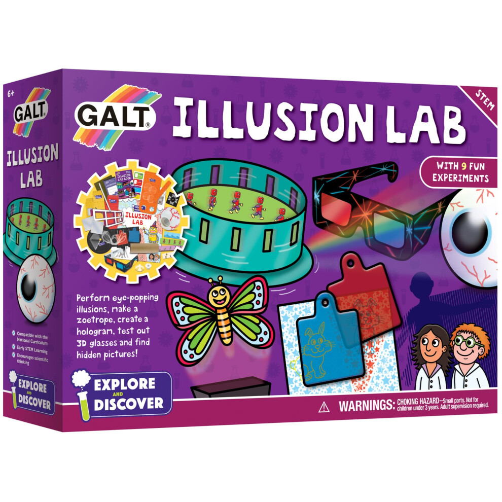 Illusion Lab - Explore & Discover Childrens Science Kit, 9 Fun Science Experiments for Kids, Eye Popping Illusions - STEM Toys, National Curriculum