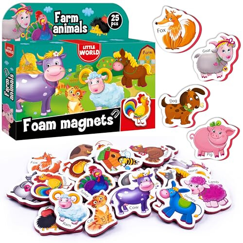 Large Set of 25 Foam Fridge Magnets for Kids 1 year old Learning Baby Magnets Fridge Magnets for Toddlers Magnetic Animals for Toddlers