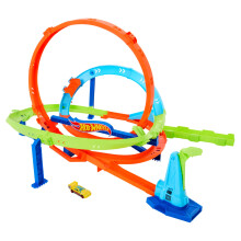 Hot Wheels Toy Car Track Set Action Loop Cyclone Challenge Track Set 2 Ways to Play & Easy Storage avec une voiture jouets l'chelle 1:64