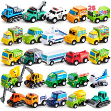 JOYIN 25 Stycken Återdragna Bilar och Lastbilar Set för Små Barn, Lekset, Die-Cast Bil Set
