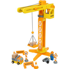 Giocattolo - SMALL FOOT - Gru da Costruzione - Legno FSC 100% - 13 pezzi - Rotante 360