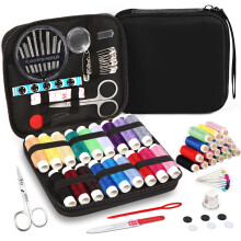Sewing Kit, Mini Sewing Kits 87PCS Thread and Needles Set for Adults, DIY,Home, Travel & Emergency with Compact Small Black Zipper Case