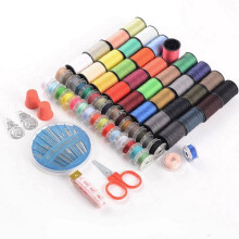 Portable Mini Sewing Kit Sewing Machine Thread (64 Rolls) + Ruler + Needle Home Travel Clothing Fixes with Case DIY Sewing Supplies Sewing Accessories