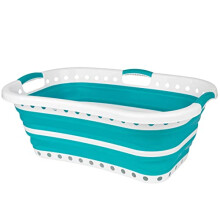 LA072979TQEU Collapsible Laundry Basket – Foldable Clothes Hamper, 37L Pop-Up Storage Container/Organizer, Portable Washing Tub, Oval Hip Hugger