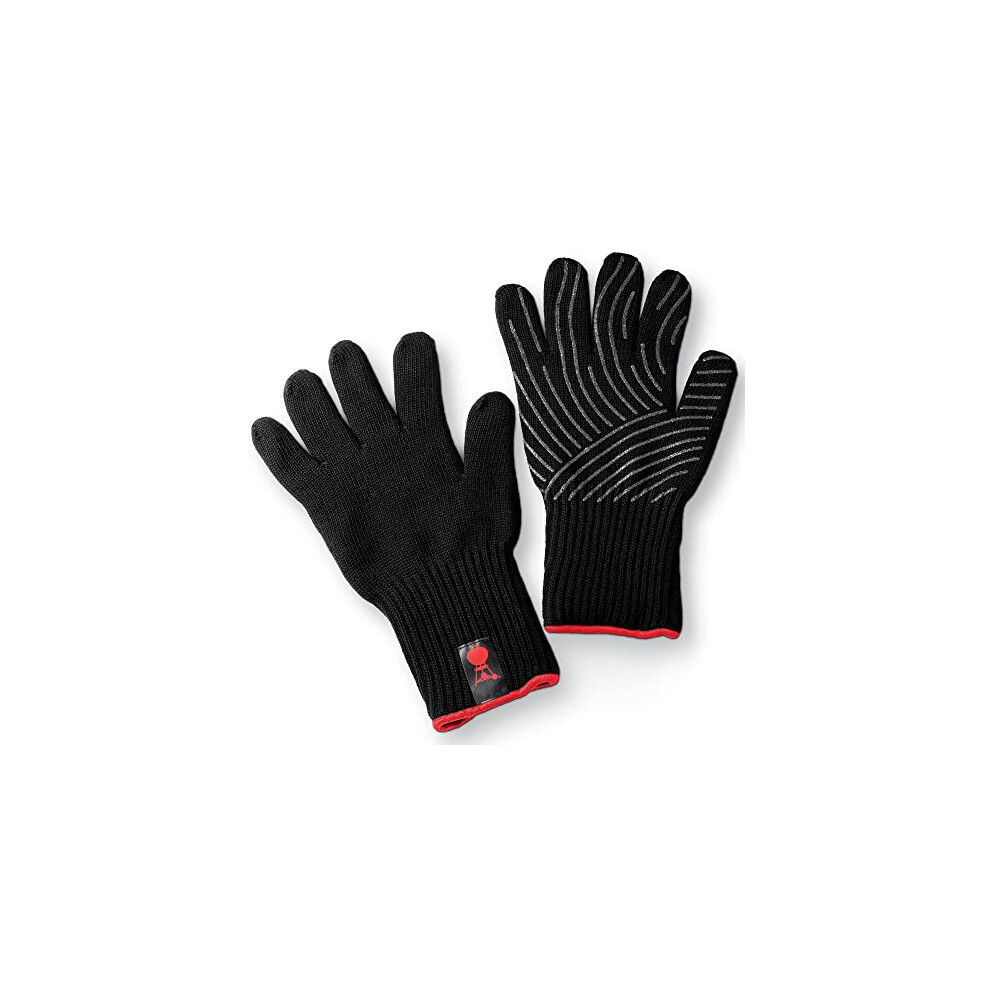 Weber Premium Bbq Gloves - Small/Medium | Heat Resistant Work Gloves & Cooking Mitts | Washable Cloth Gloves With Heat Protection | Flexible Silicone Grip |