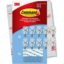Command CL067-10NA Plastic Small Wire, 10 Hooks, 12 Strips-Easy to Open Packaging, Organize Damage-Free, Clear, Silver