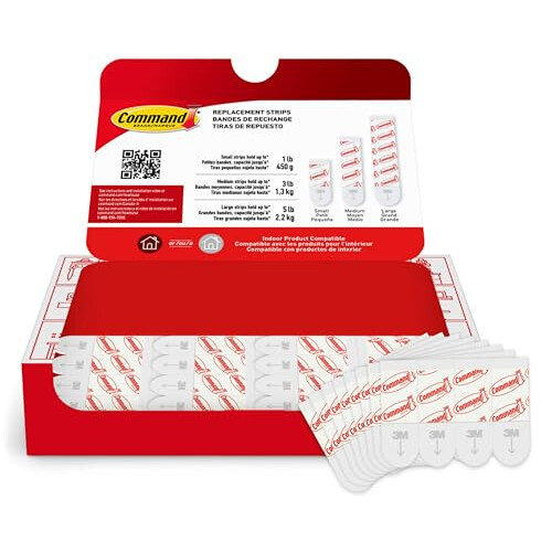 Strisce Adesive di Ricarica Command Small, Strisce Adesive per Ganci da Parete Interni
