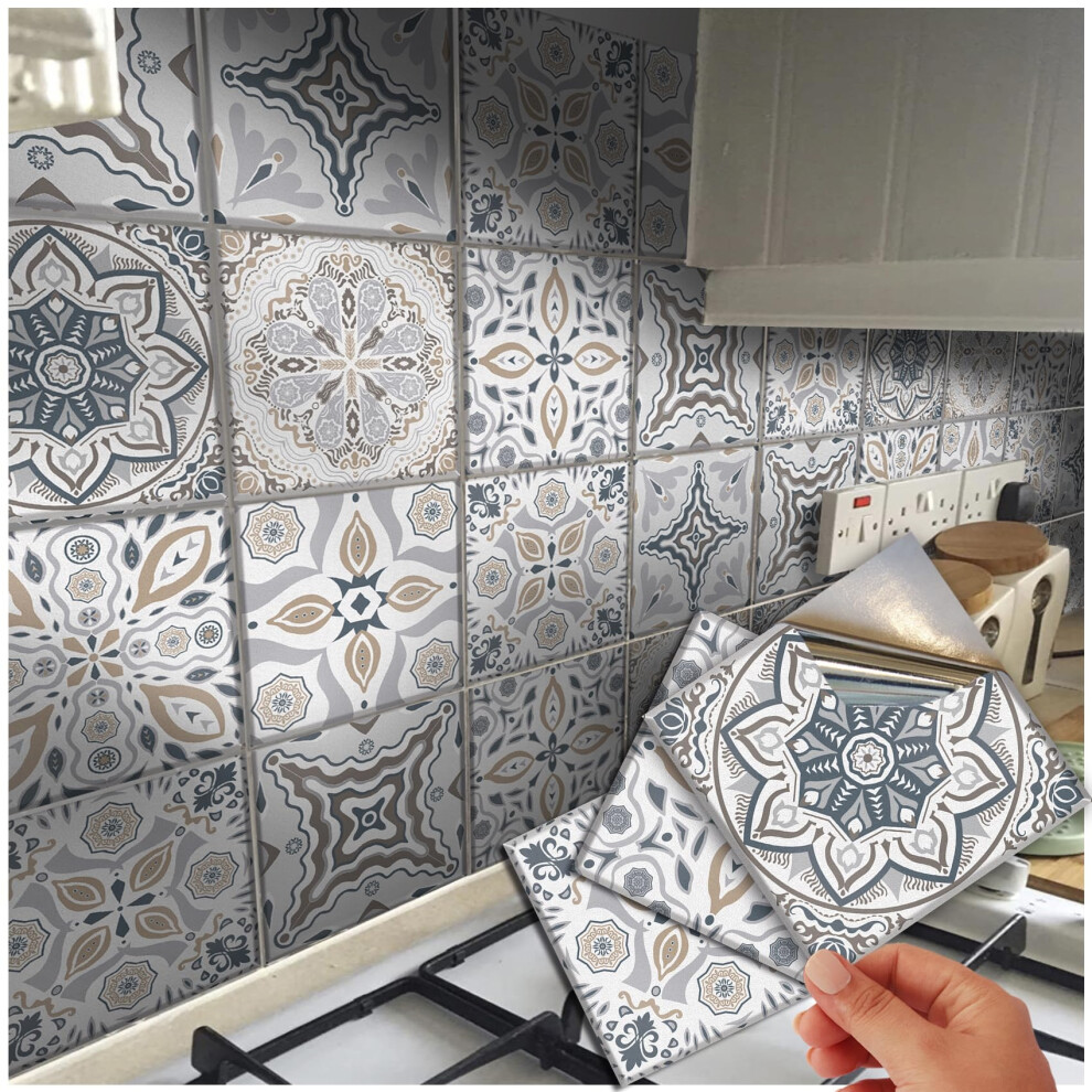 48 Tile Stickers Kitchen Victorian Mosaic Tile Stickers Transfers For Floor Wall Kitchen Bathroom Peel And Stick Tile Wood Floor Wall Covers (Grey Mix 5060639514731