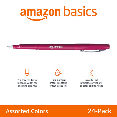 Amazon Felt Tip Marker Pens, 24-Pack, Multicolor 1