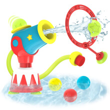Toddler Bath Toy - Water Cannon Ball Blaster Shooting Game for Bathtub - 5 Balls Plus Target Hoop , Kinetic Hand-Powered Pump (Ages 3-6)