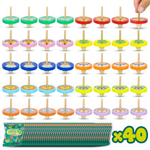 Bois Toupies Fête Enfants 40 Pack - BONNYCO | Toupies à Mettre dans Sacs Cadeaux