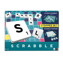 Scrabble Board Game, Family Word Game with Two Ways to Play, includes 50 Goal Cards that Teach Scrabble Basics for 2-4 Players, UK Version, HWD43