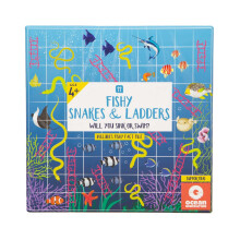 Fish Themed Snakes and Ladders Game for Kids | Classic Board Game for Children & Family with Educational Ocean Fact File (FISH-SNAKE-LADDER)