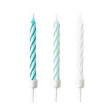 9904365 Birthday Candles, Pack of 10, Aqua Glamor, Cake Candles, Children's Birthday, 7.5 cm