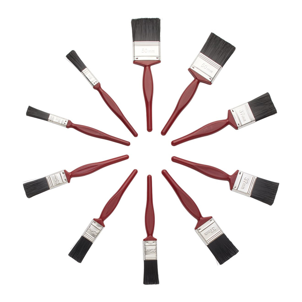 10 Pc Mixed Sizes Paint Brush Set For A Smooth Finish With Emulsion, Gloss, Satin On Walls, Ceilings, Woodwork, Metal - 2X 0.5, 3X 1, 3X 1.5, 2X 2 5019200326396