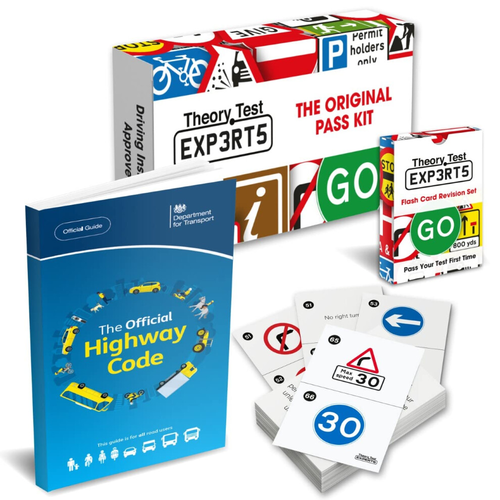 Pass Kit - The Highway Code 2024 UK + 128 Road Signs Flash Cards 2024 UK - Driving Instructor Approved - Driving Test Gifts For Teenage Boys & Girls