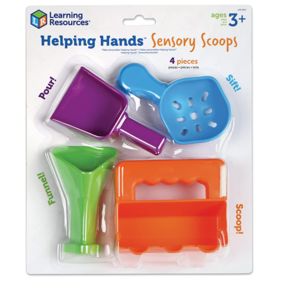 Helping Hands Sensory Scoops, 4 Pieces, Ages 3+, fine Motor Skills Toys for Children, Toddler Water and Sand Play Set