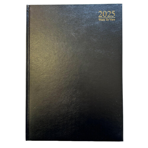 2025 Diary A4 Week to View - Black