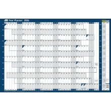 2024 Yearly Wall Planner Set, Paper Whiteboard Poster Style Dry Erase Calendar, Large Wall Planner with Marker Pen, Pen Clip & Stickers, Blue, 915 x