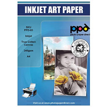 A4 x 10 Inkjet True Art Matt Canvas - 100% Cotton Fine Art Textured Photo Paper PPD-83-10