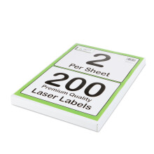 [200 Labels] Self Adhesive White Sticky Printer Labels for A4 Printer 2 per Sheet | A5 Sticky Printer 2 per A4 Sheet Address Labels | Laser Printer