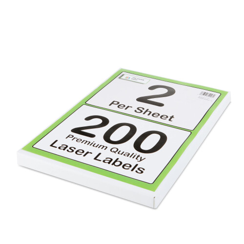 [200 Labels] Self Adhesive White Sticky Printer Labels for A4 Printer 2 per Sheet | A5 Sticky Printer 2 per A4 Sheet Address Labels | Laser Printer