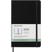 Weekly Planner 2023, 12-Month Weekly Diary, Weekly Planner and Notebook, Hard Cover, Large Size 13 x 21 cm, Colour Black