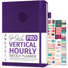 Planner PRO Schedule - Undated Planner with Hourly Time Slots, Monthly, Weekly & Daily Organizer, Appointment Book for time Management, 18 x 25.5cm,