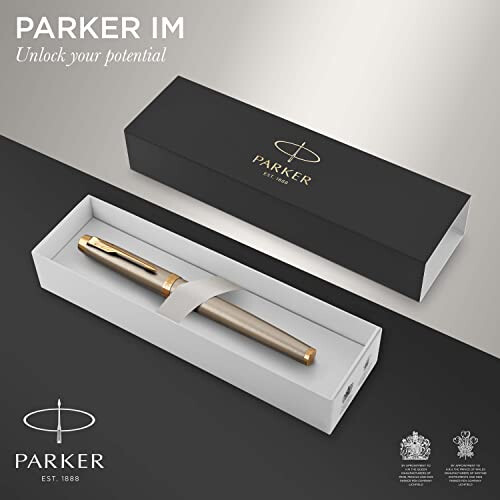 Parker IM Rollerball Pen | Brushed Metal | Fine Point Black Ink | Gift Box 1
