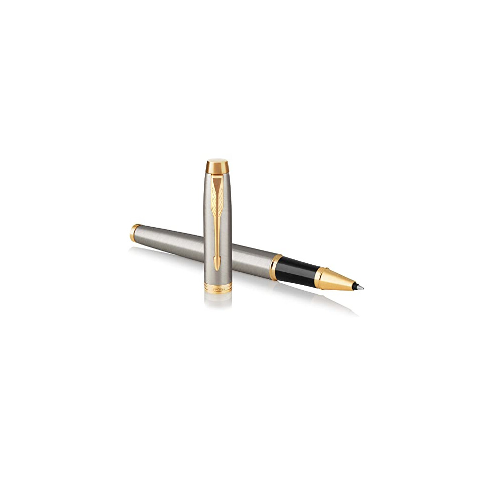 Parker Im Rollerball Pen | Brushed Metal | Fine Point Black Ink | Gift Box