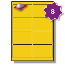 Label Planet 8 Per Page/Sheet, 25 Sheets (200 Sticky YELLOW Labels), Blank Matt Quality A4 Coloured Paper Stickers, for Laser/Copier or Inkjet
