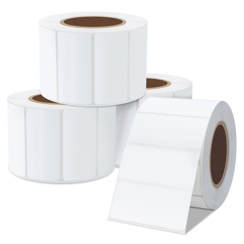 2x1 Inch White Direct Thermal Labels for UPC Barcodes Address Compatible with Roll Label Printer Zebra Desktop Printers, 4 Rolls