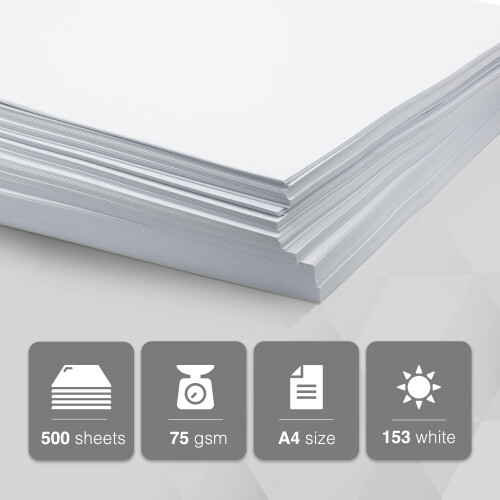 Multi-Purpose A4 Printer Paper, 75gsm A4 Paper, 1 Ream, 500 Sheets, White 2