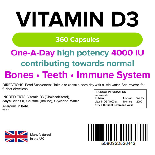 LINDENS Vitamin D3 4000iu Capsules 360 Pack 1