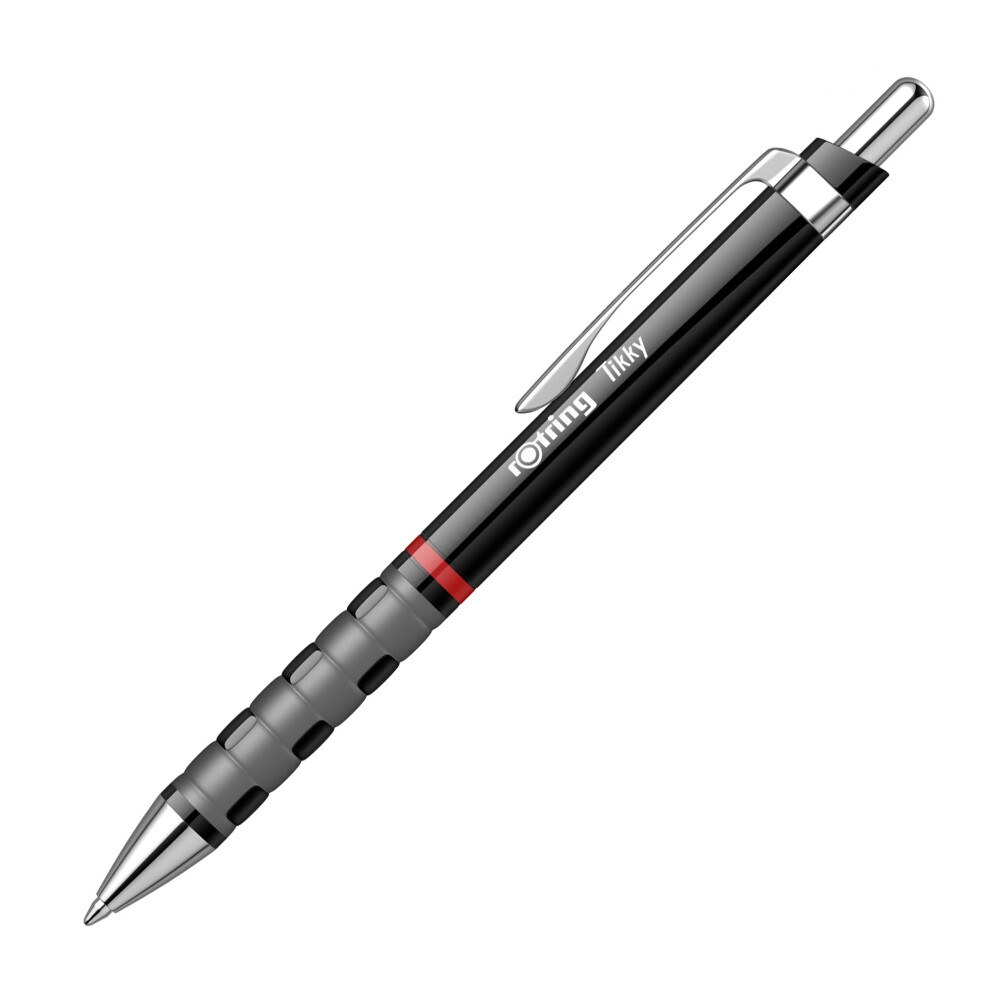 Tikky Lightweight Ballpoint Pen with Rubberised Grip - Black Barrel