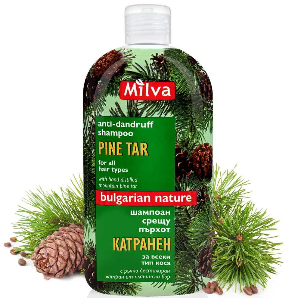 Milva Pine Tar Shampoo For Seborrheic Dermatitis - 200Ml Natural Dandruff Shampoo - Anti Dandruff Shampoo - Psoriasis Shampoo - Treatment Solution For Dry