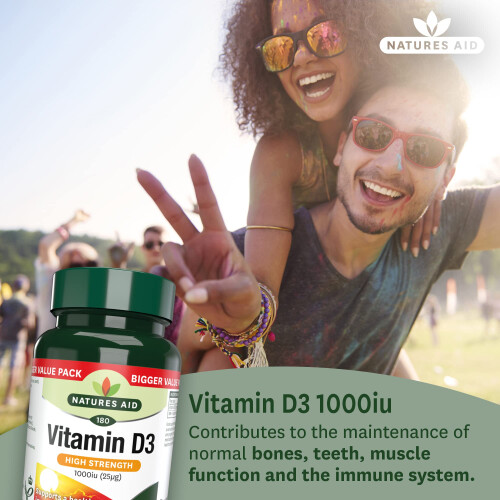 Natures Aid Vitamin D3 1000iu, 180 Tablets 1