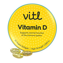 Vitamin D3, 30 Vegan Capsules - High Strength 1000 IU Softgels - Supports The Immune System, Bones & Joints, Teeth, Muscles & Heart - Easy to Swallow