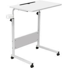 60 40 cm Laptop Table for Sofa or Bed, Laptop Desk, Standing Height Adjustable Computer Desk, Portable Side Table, Bed Table, Sofa Table (White)