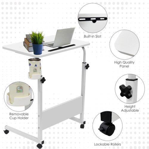 60  40 cm Laptop Table for Sofa or Bed, Laptop Desk, Standing Height Adjustable Computer Desk, Portable Side Table, Bed Table, Sofa Table (White) 1