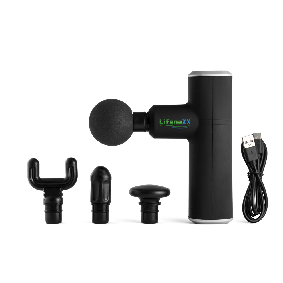Lifenaxx Wireless Massage Gun Portable Mini Massage Gun Deep Tissue Percussion Muscle Massager For Pain Relief Quiet, With 4 Massage Heads For Gym Office Home