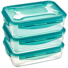 Air-Locked Leak-Proof, Stackable & Airtight Fridge/Freezer Containers with Lids, BPA-Free Plastic, Microwave and Dishwasher Safe 3-Piece Food-Storage