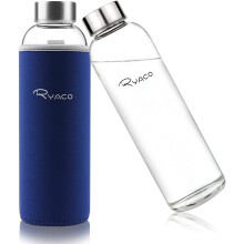 Borosilicate Glass Water Bottle 550ml BPA-Free Leak Proof Ideal for School Home Office Travel Sport Yoga Gym Hot Cold Drinks with Portable Neoprene