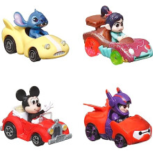RacerVerse, Set of 4 Die-Cast Disney Toy Cars Optimized for Hot Wheels Track with Popular Disney Characters as Drivers, HKD31